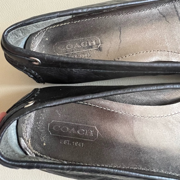 COACH Black Leather Flats Size 7 - Picture 3 of 6